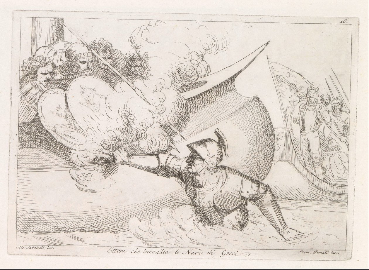 Hector Sets the Greek Ships on Fire by Damiano Pernati