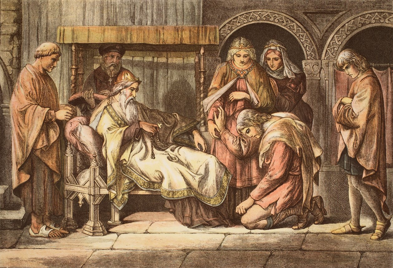 Harold, Returning from Normandy, Presents Himself to Edward the Confessor, engraved by JD Cooper by Daniel Maclise