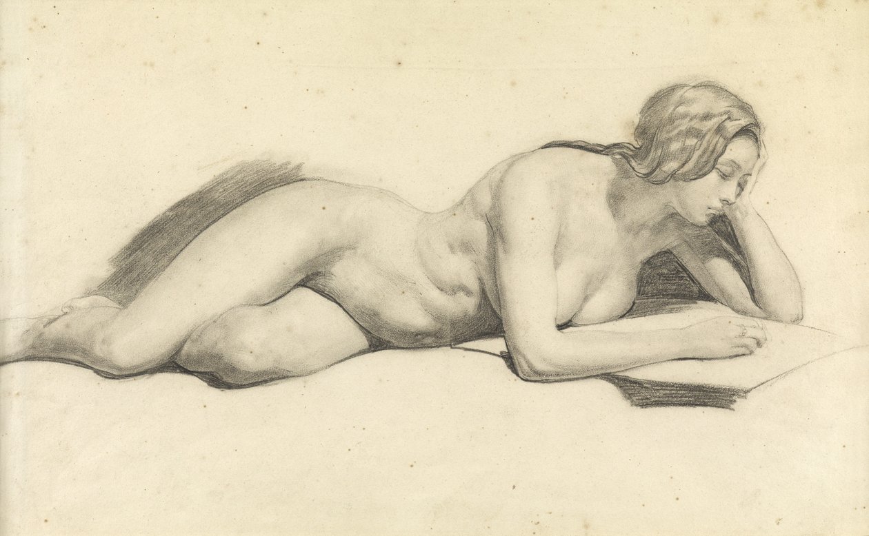 Study of a Female Nude Reading by Daniel Maclise
