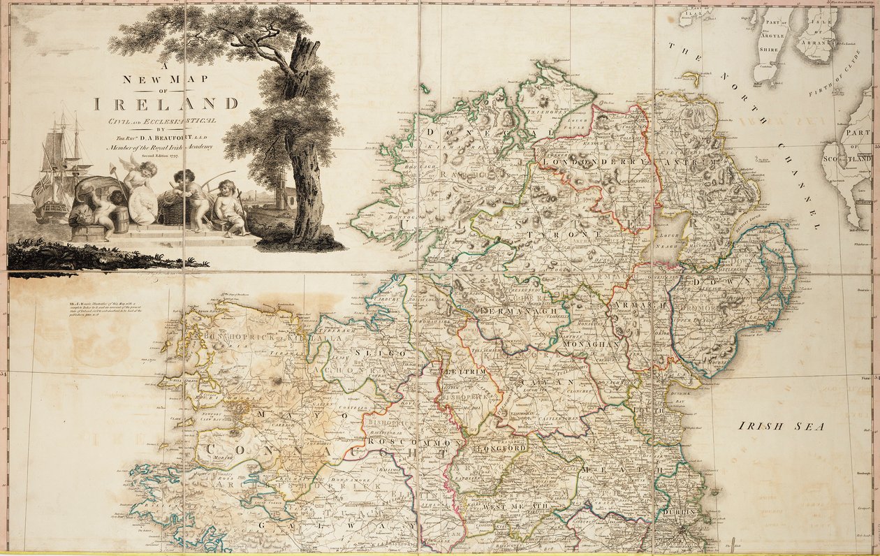 A new map of Ireland civil and ecclesiastical by Daniel Augustus Beaufort