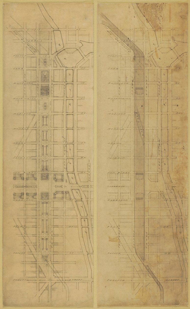 Plate 78: 2 Drawings from The Plan of Chicago, 1909: Suggested Location and Arrangement of the... by Daniel Burnham