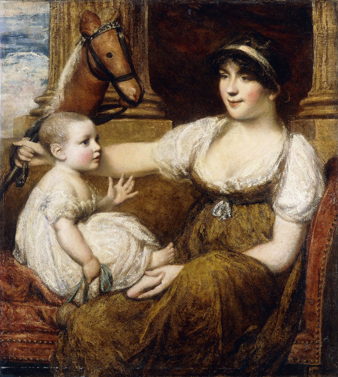 A Mother Holding a Hobbyhorse, Playing with her Child by Daniel Gardner
