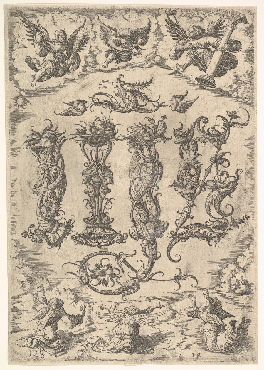 IHS Monogram Surrounded by Six Angels by Daniel Hopfer