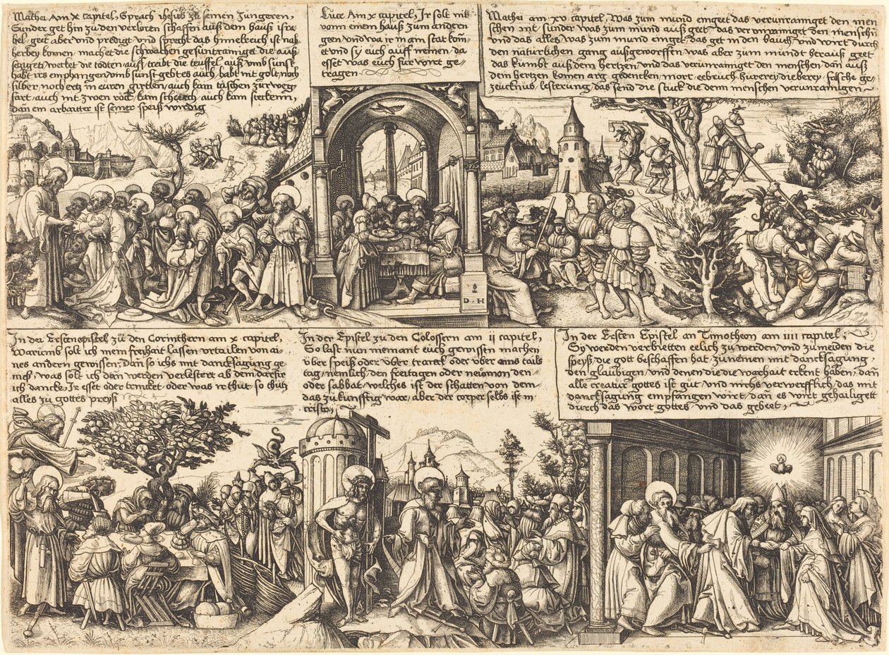 Jesus Christ Giving the Mission to the Apostles and Other New Testament Scenes by Daniel Hopfer