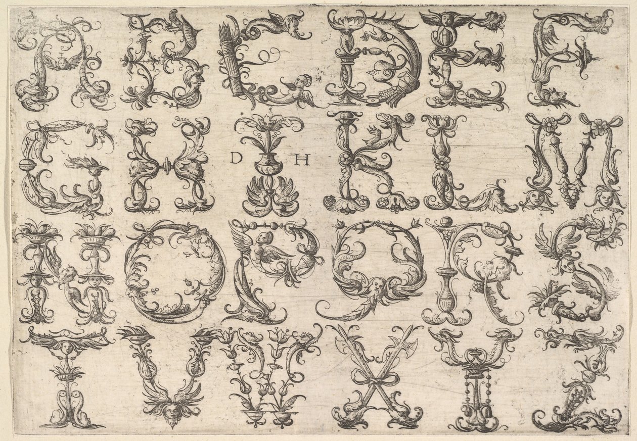 Ornamented Roman Majuscule Alphabet by Daniel Hopfer