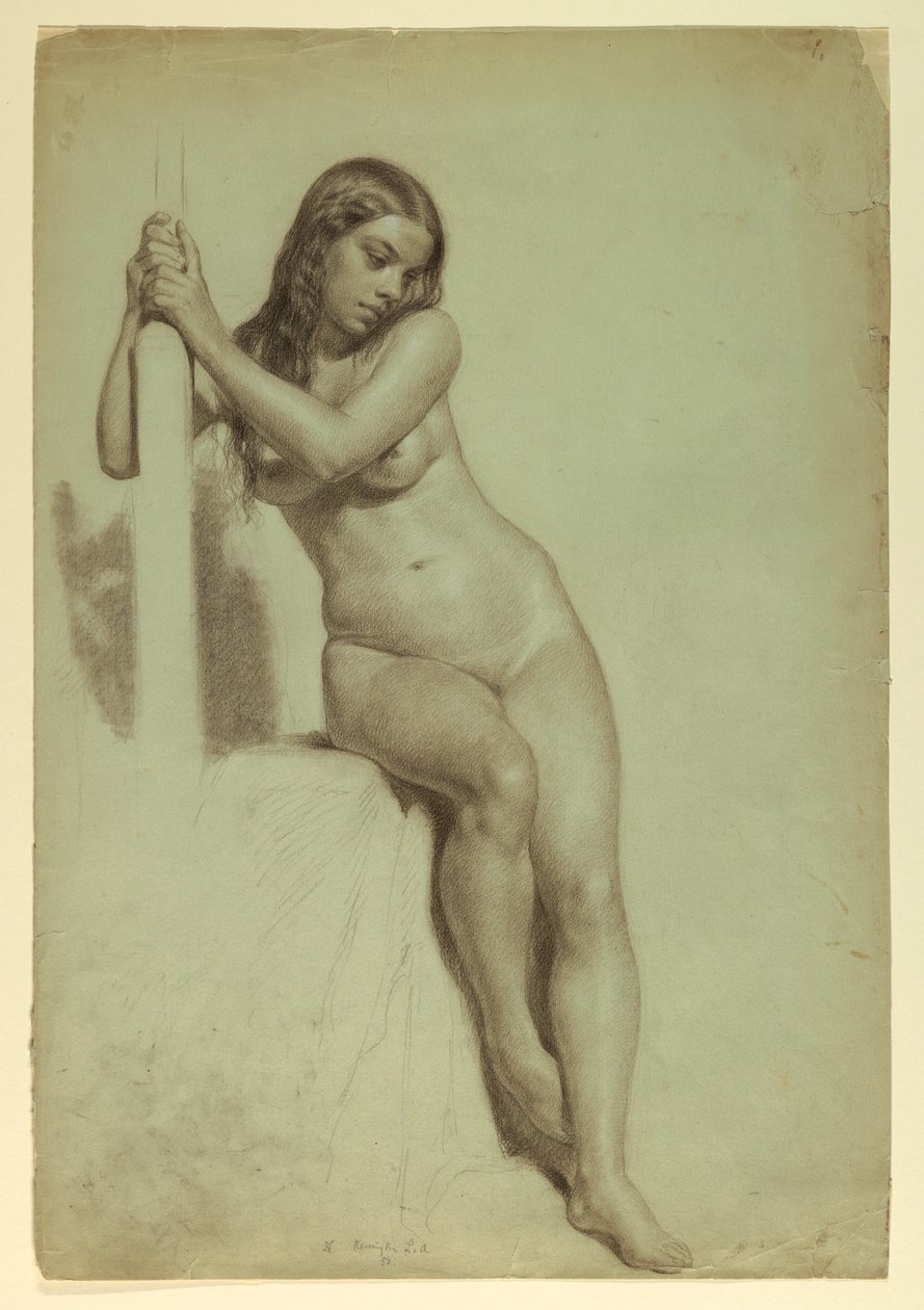Female Nude Perched on a Stool, 1858 by Daniel Huntington