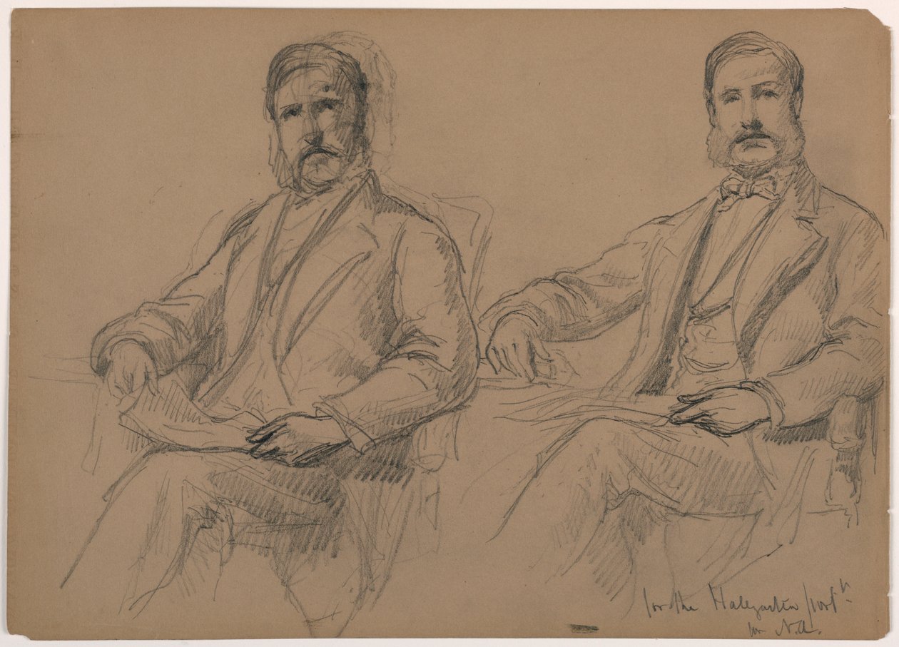 Julius Hallgarten Seated, Two Studies; Verso: Mr. Hunt Standing, 1884 by Daniel Huntington