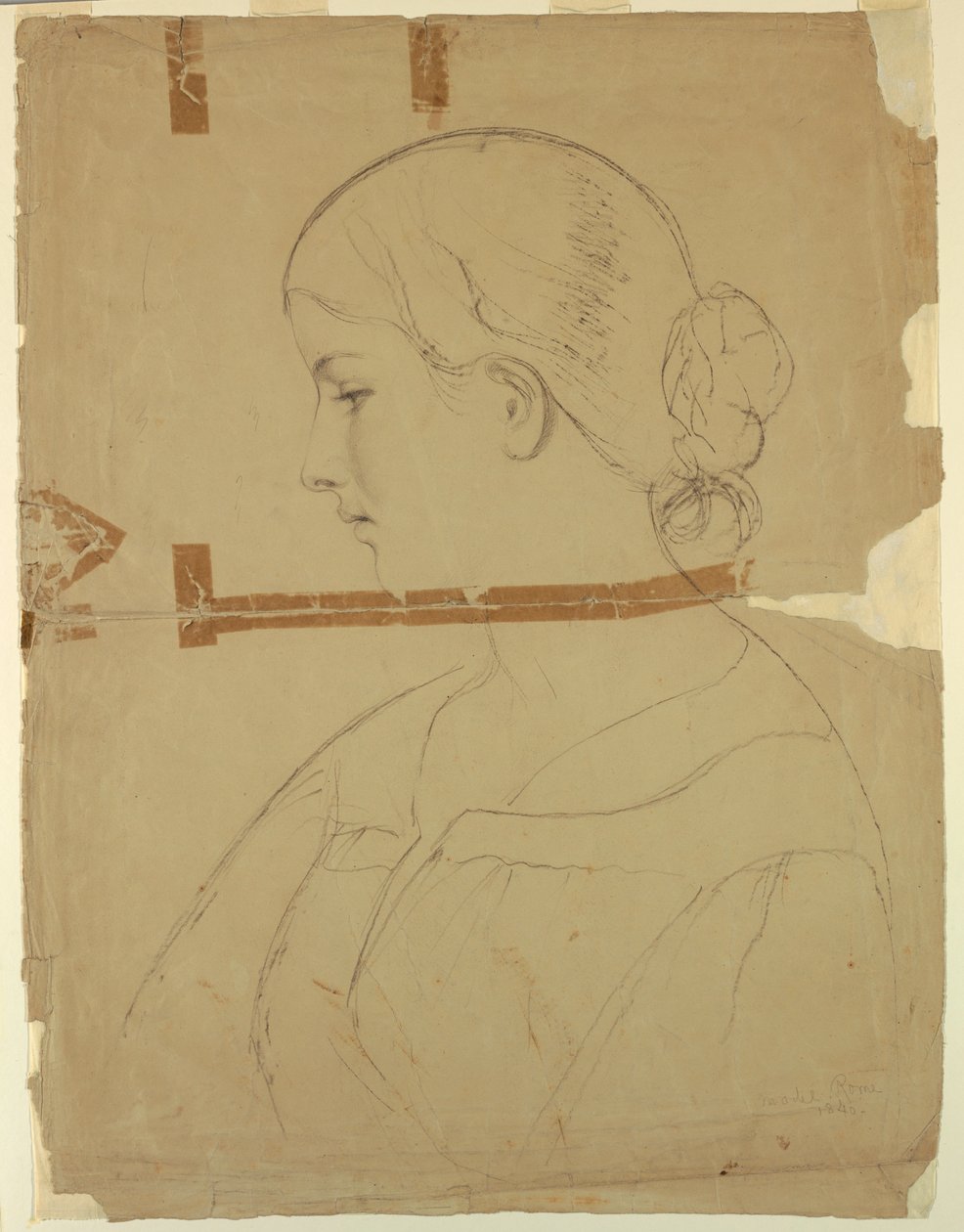 Woman in Profile, Model in Rome, 1840 by Daniel Huntington