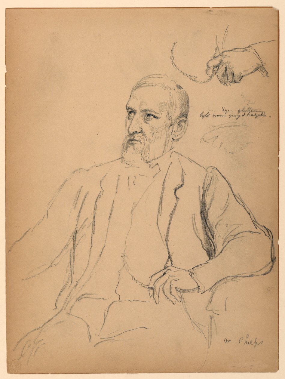 John Jay Phelps Seated, Separate Hand and Chain Study by Daniel Huntington