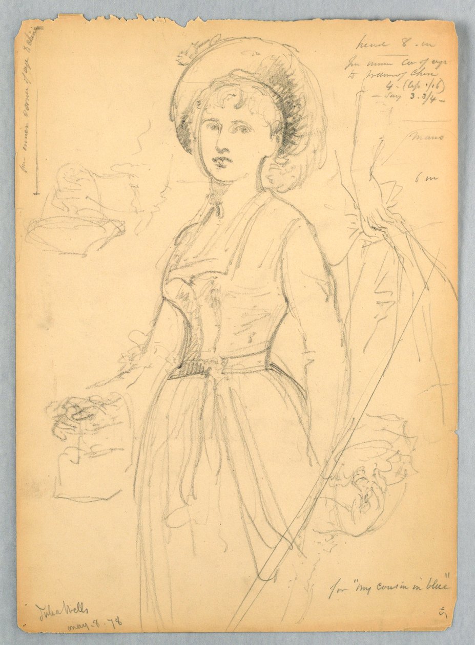 Sketch of Julia Wells for "My Cousin in Blue" by Daniel Huntington