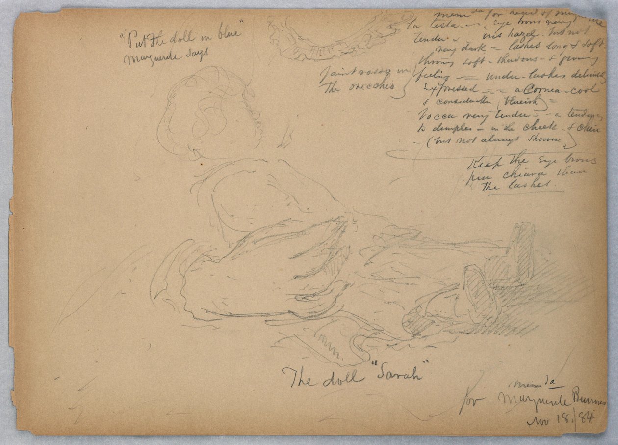 Sketches for Portrait of Marguerite Burrows, November 18, 1884 by Daniel Huntington