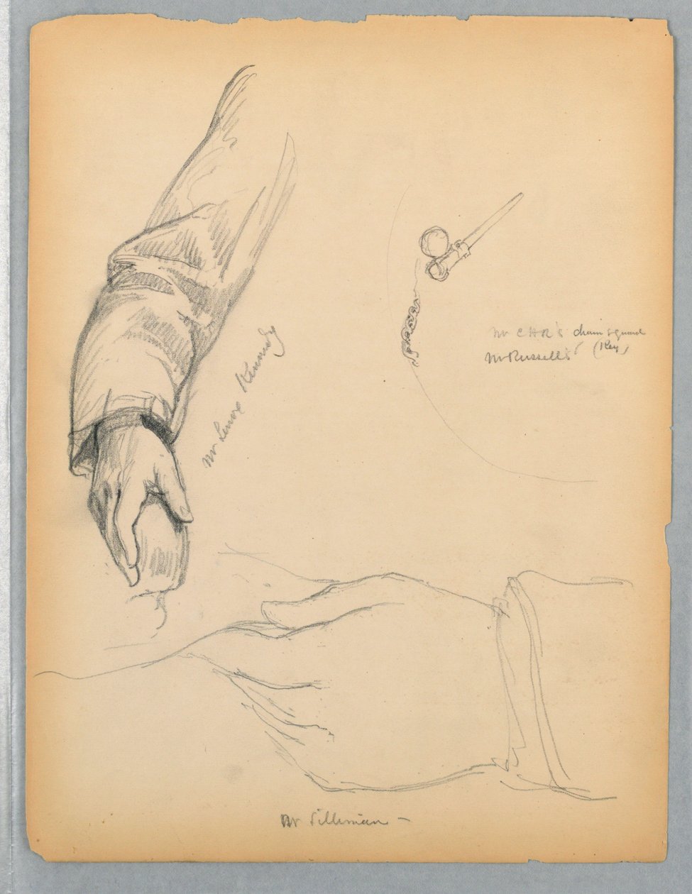 Sketches of Right Arm of Mr. Kennedy and Left Hand of Mr. Silliman by Daniel Huntington
