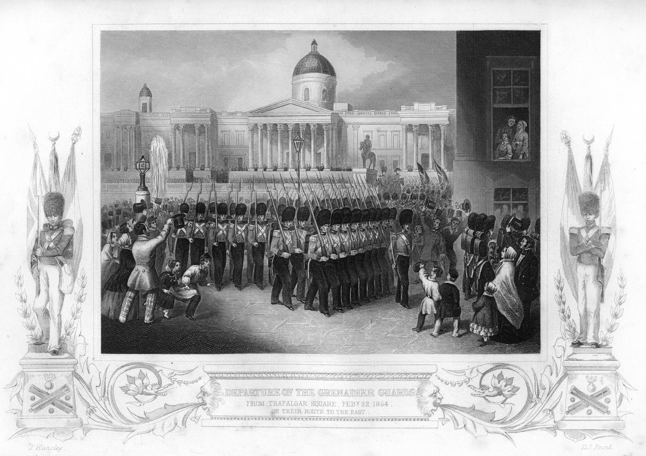 The departure of the Grenadier Guards, Trafalgar Square, London by Daniel John Pound