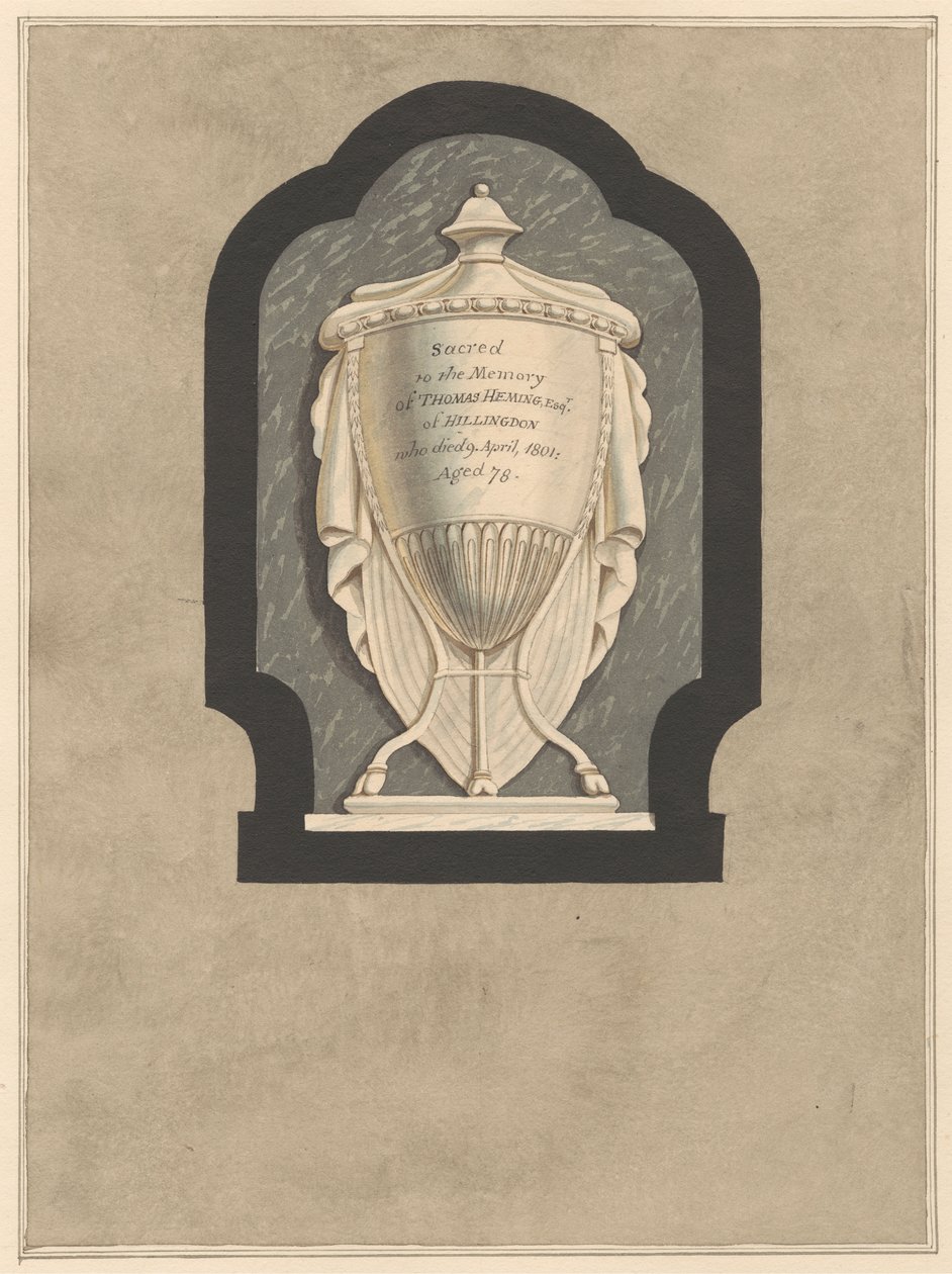 Memorial to Thomas Heming from Hillingdon Church by Daniel Lysons