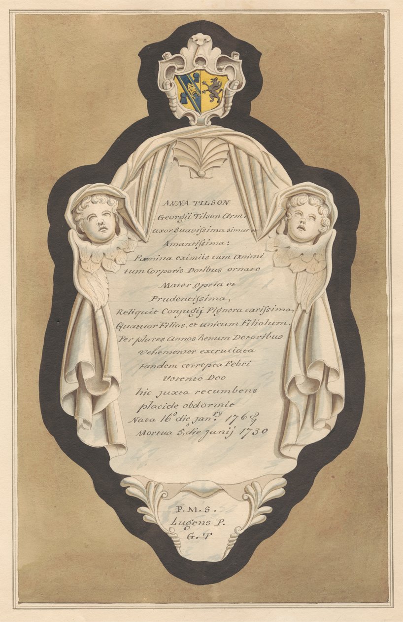 The Environs of London, Vol.II: Memorial to Anna Tilson from Hampton Church by Daniel Lysons