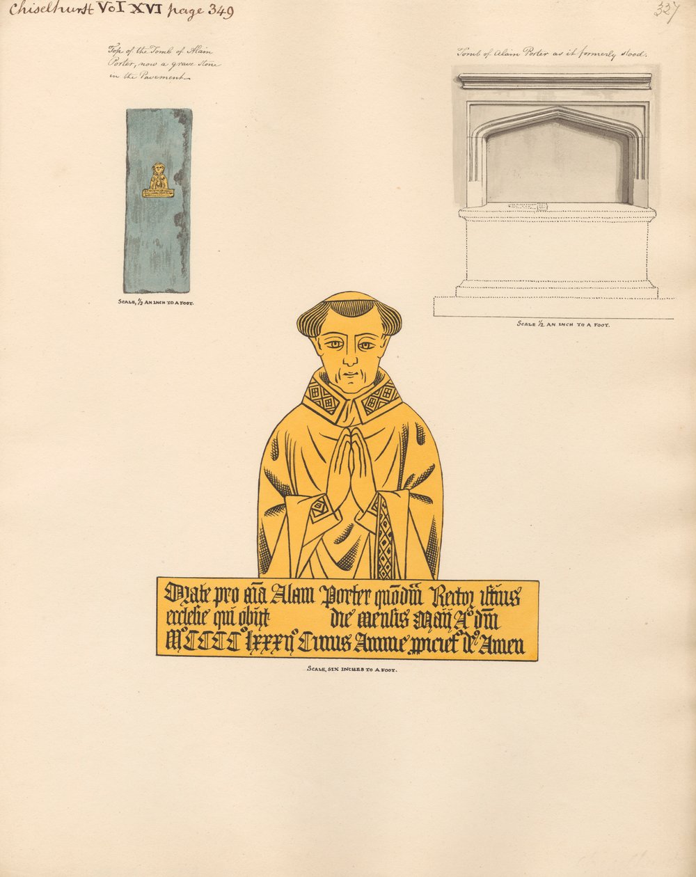 Tomb and Brass Plate of Alan Porter, from Chiselhurst Church by Daniel Lysons