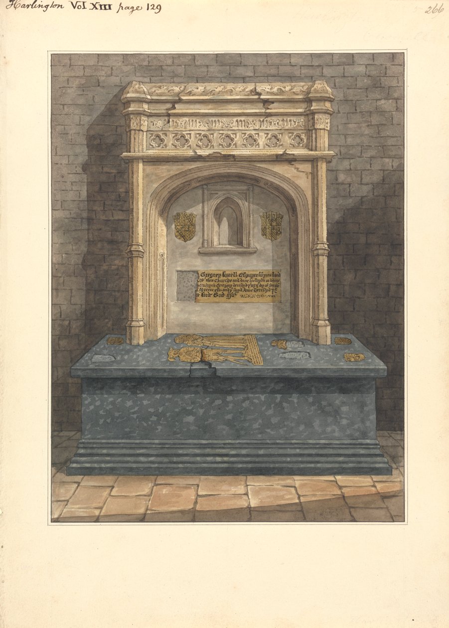 Tomb of Gregory Lovell and his Wife Anne, Harlington Church by Daniel Lysons