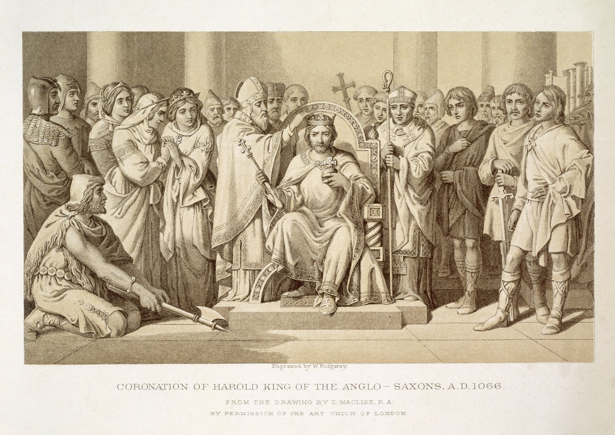 Coronation of Harold, King of the Anglo-Saxons, engraved by W. Ridgeway by Daniel Maclise