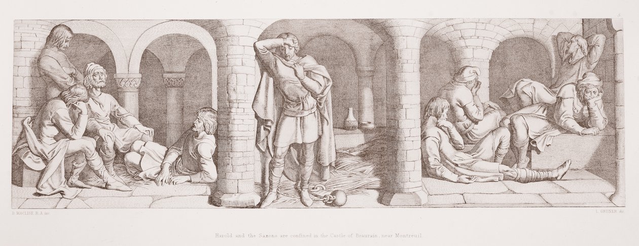 Harold and the Saxons Confined in the Castle of Beaurain by Daniel Maclise