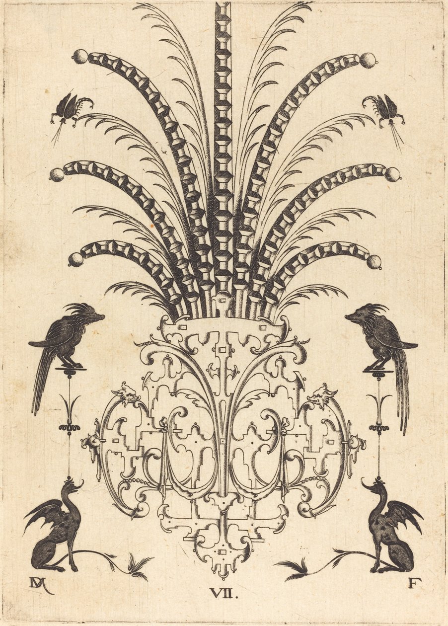 Brooch with Table-Stones, Flying Scorpions at Top, and Dogs at Bottom by Daniel Mignot