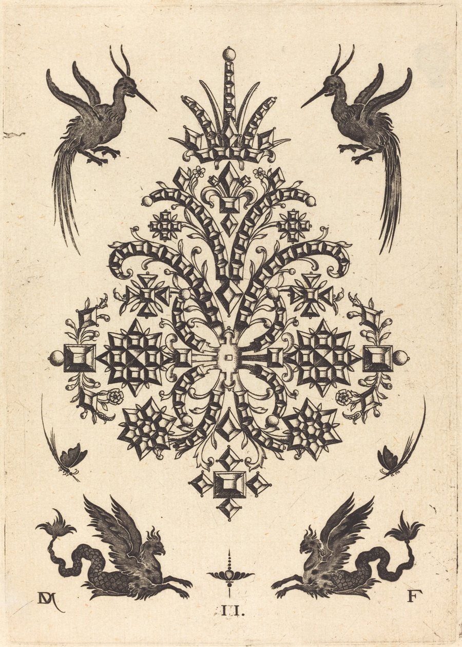 Brooch with Tablestones and Winged Griffins Above and at Bottom by Daniel Mignot