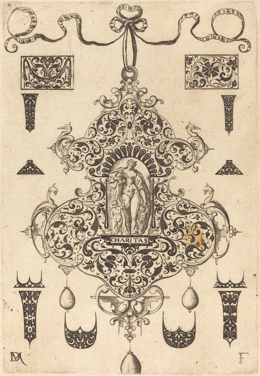 Large Pendant, Charity Standing at Centre by Daniel Mignot