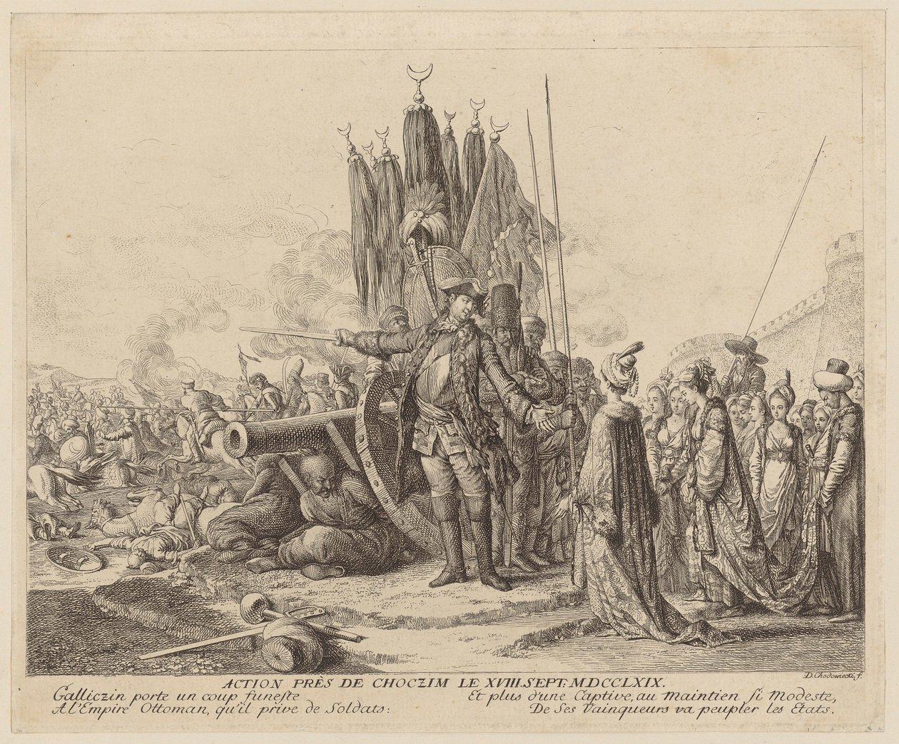 Action near Choczim on September 18, 1769 by Daniel Nikolaus Chodowiecki