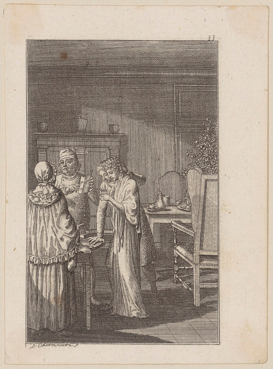 Bailiff Dorner receives a snuffbox with a salary supplement from the prince, plate 2 for the story “The Gifts” by Daniel Nikolaus Chodowiecki