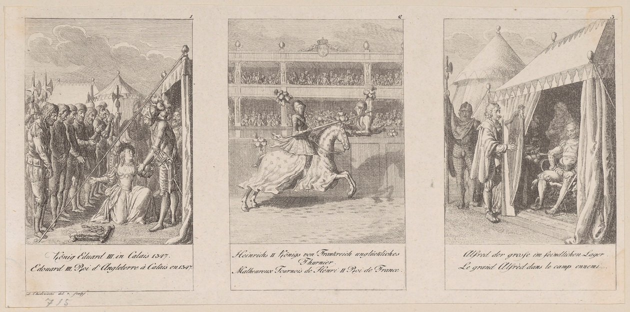 Sheets 1-3 of the Series "History of the Middle Ages" by Daniel Nikolaus Chodowiecki