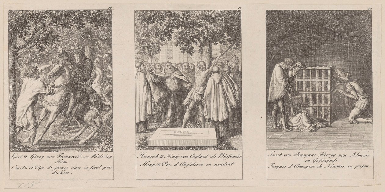 Sheets 10-12 of the Series "History of the Middle Ages" by Daniel Nikolaus Chodowiecki
