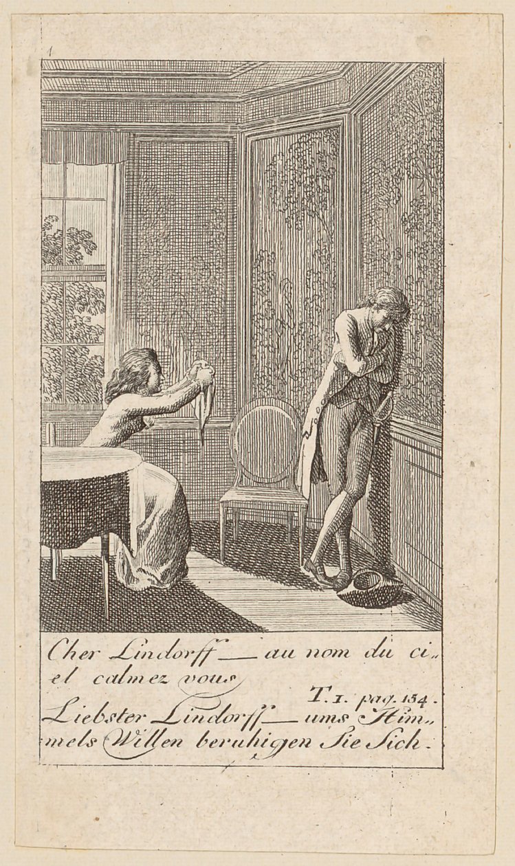 Plate 4 for "Karoline von Lichtfield" by Daniel Nikolaus Chodowiecki