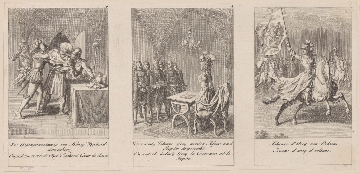 Plates 7-9 from the Series "History of the Middle Ages" by Daniel Nikolaus Chodowiecki