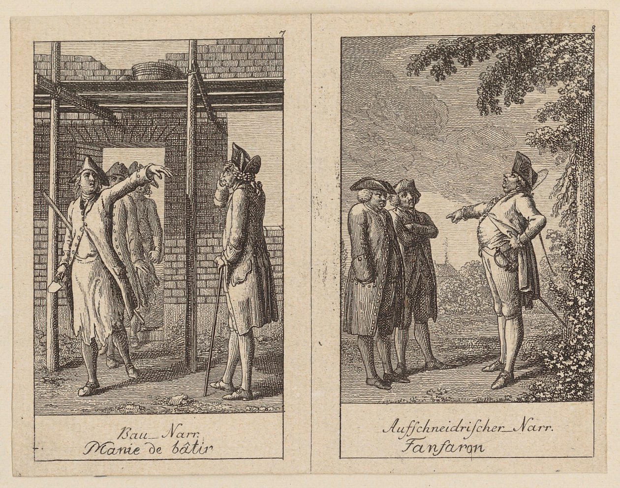 Pages 7 and 8 from Centifolium Stultorum, Follies by Daniel Nikolaus Chodowiecki