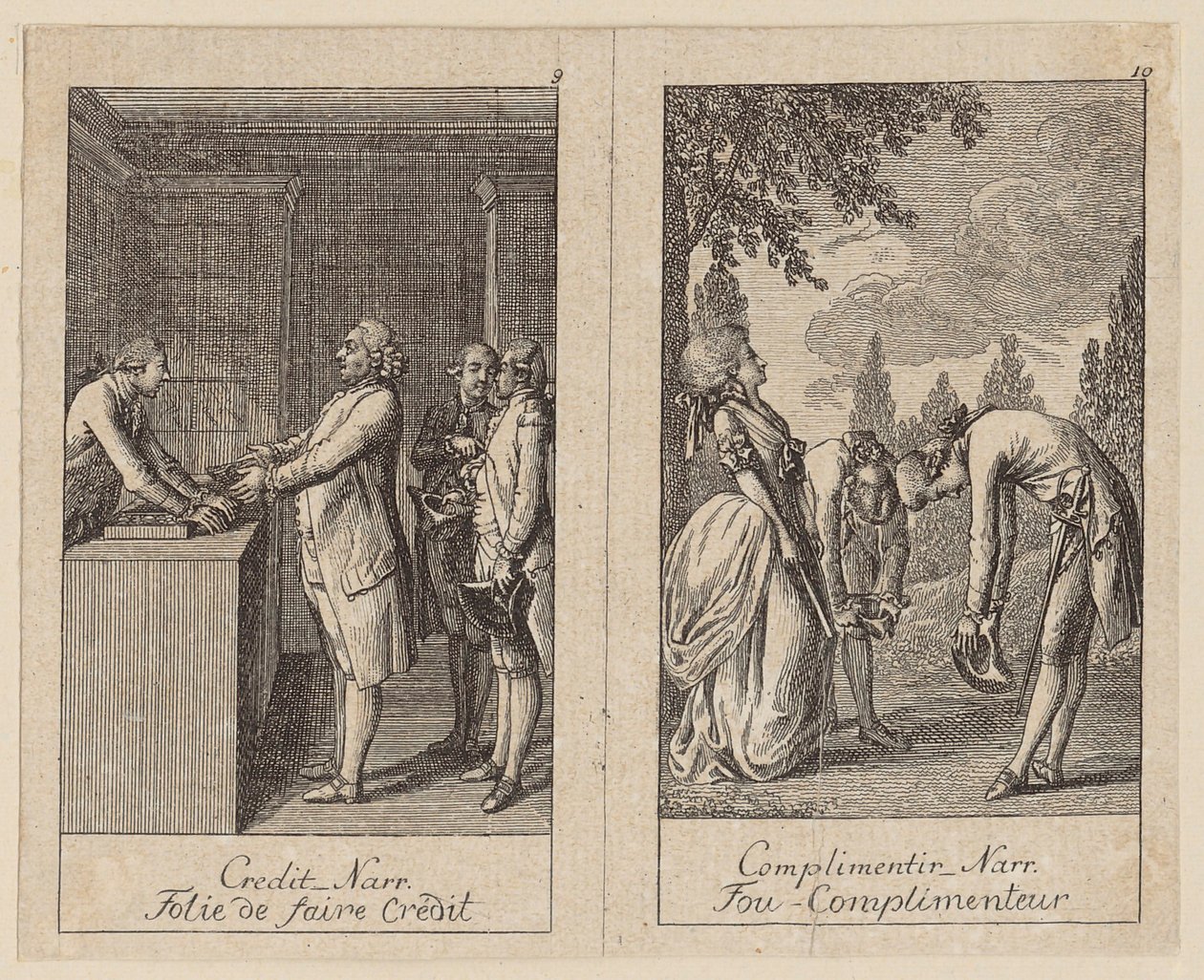 Pages 9 and 10 from Centifolium Stultorum, Follies by Daniel Nikolaus Chodowiecki