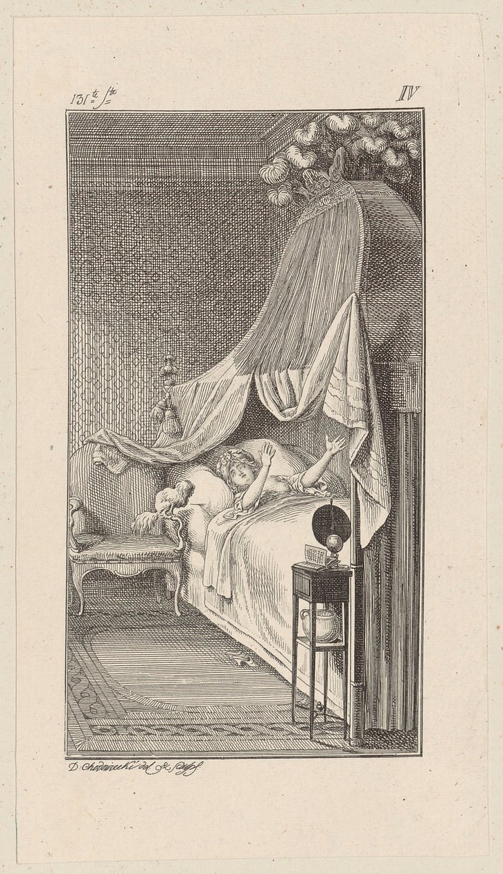Caesar Wants to Jump on the Bed of the Dreaming Lady Charlotte by Daniel Nikolaus Chodowiecki