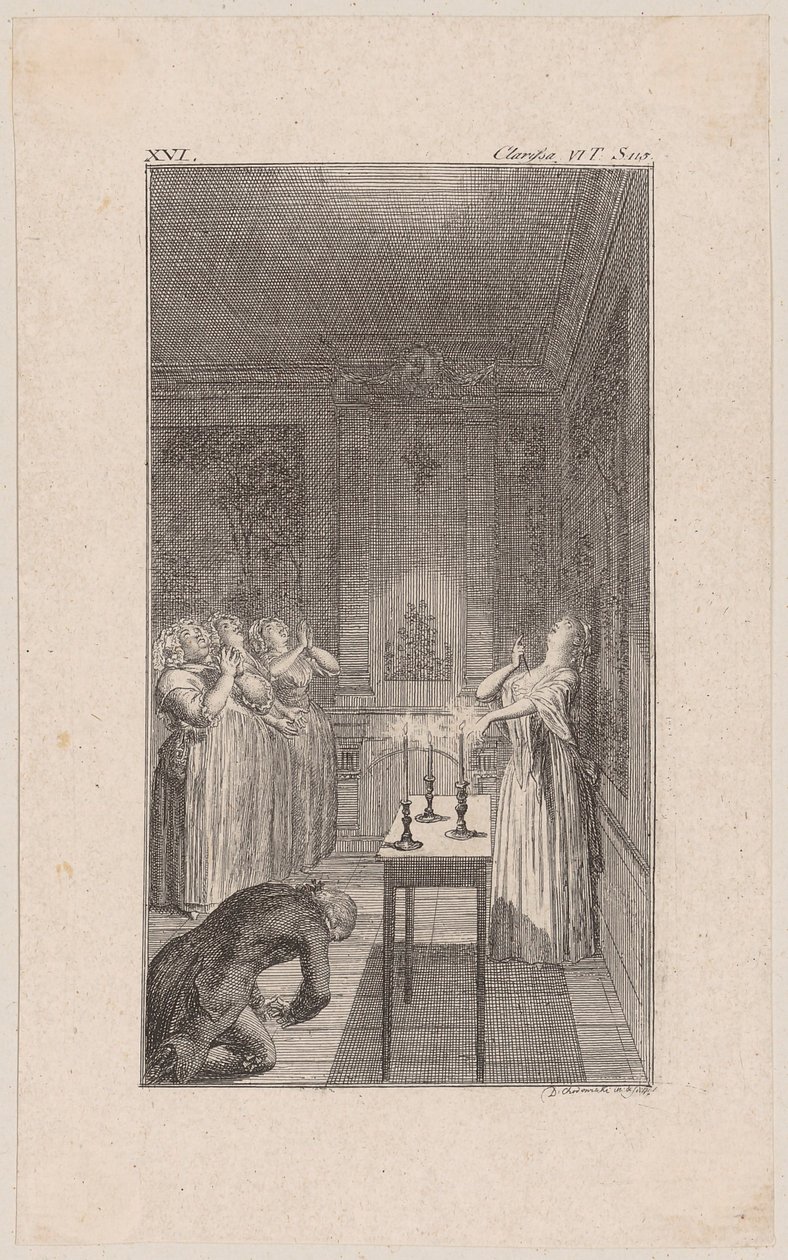 Clarisse Threatens Lovelace to Stab Herself by Daniel Nikolaus Chodowiecki