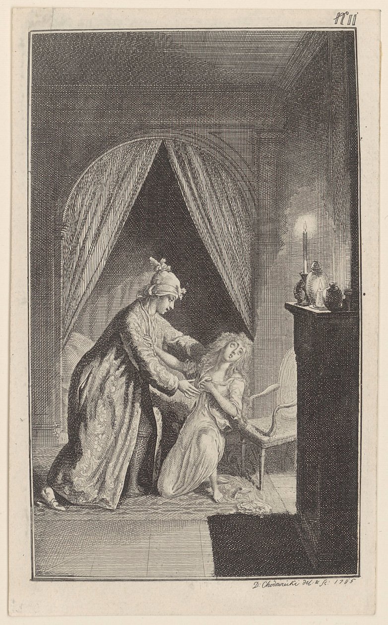 Clarisse Pleads for the Preservation of Her Virtue and Honor by Daniel Nikolaus Chodowiecki