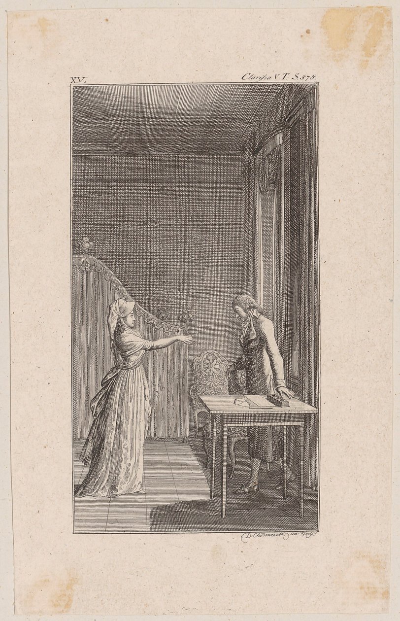 Clarisse Makes Serious Accusations Against Lovelace and Rejects Compensation Through Marriage by Daniel Nikolaus Chodowiecki