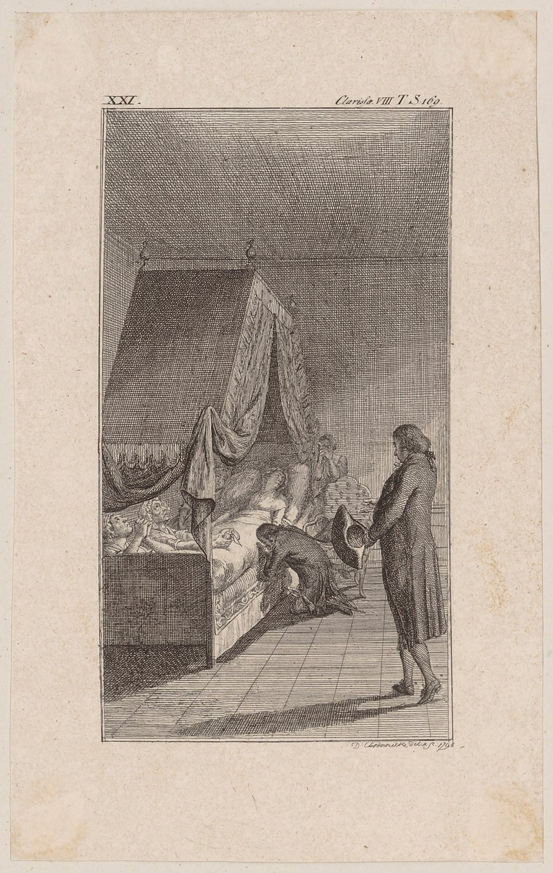 Clarisse Dying in the Canopy Bed by Daniel Nikolaus Chodowiecki