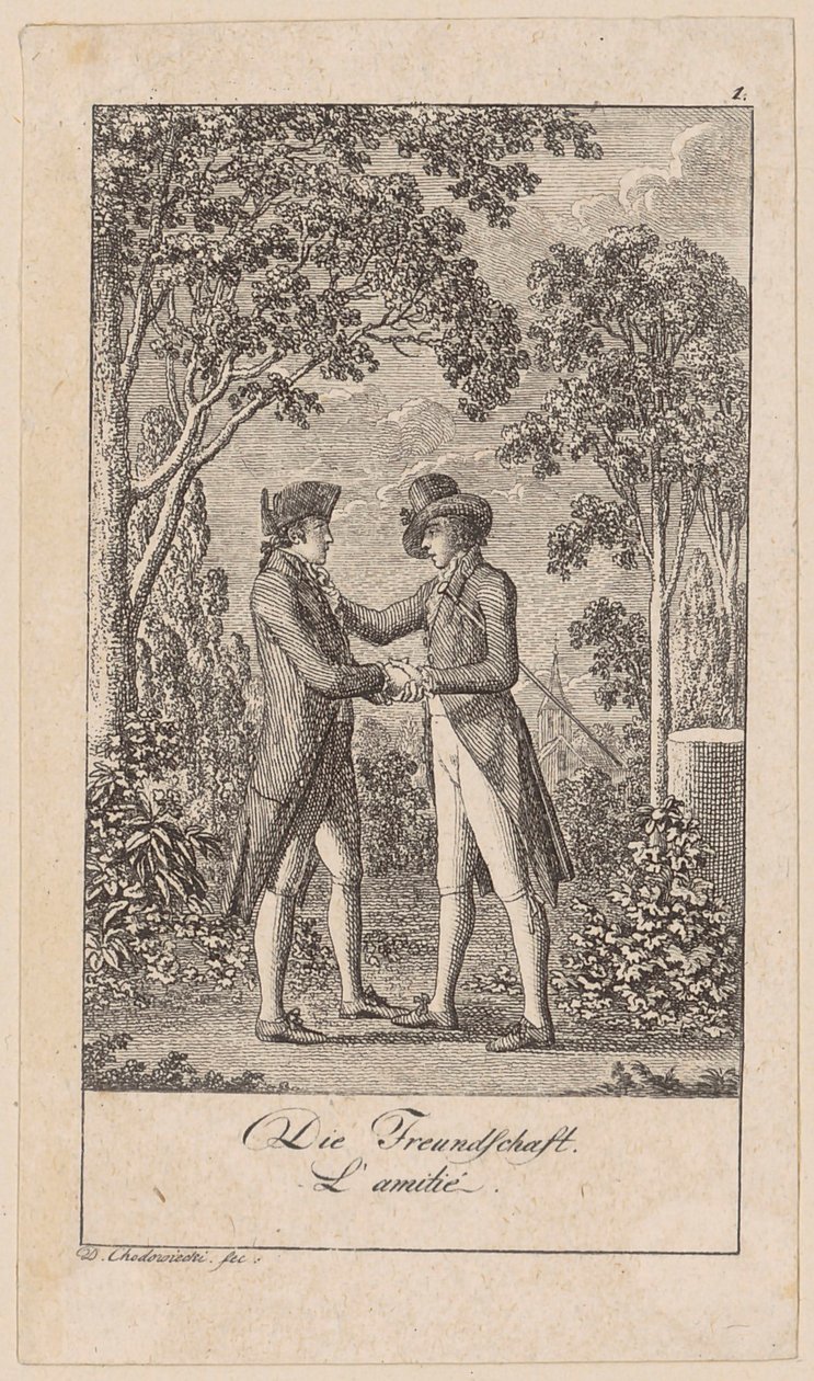 Friendship, Plate 1 of the Series "Sincerity and Hypocrisy" by Daniel Nikolaus Chodowiecki