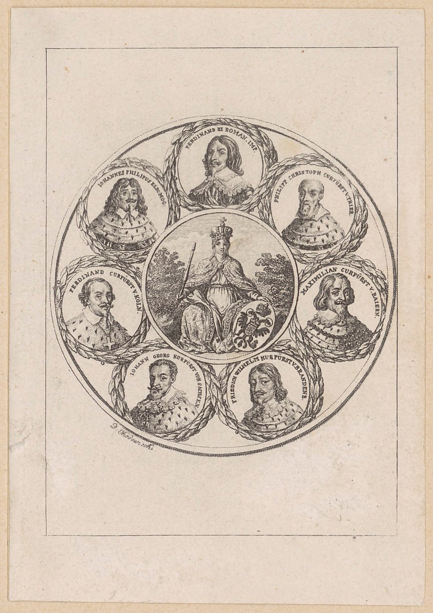 Germania with Portraits of Emperor Ferdinand III and Six Prince-Electors from the Time of the Thirty Years