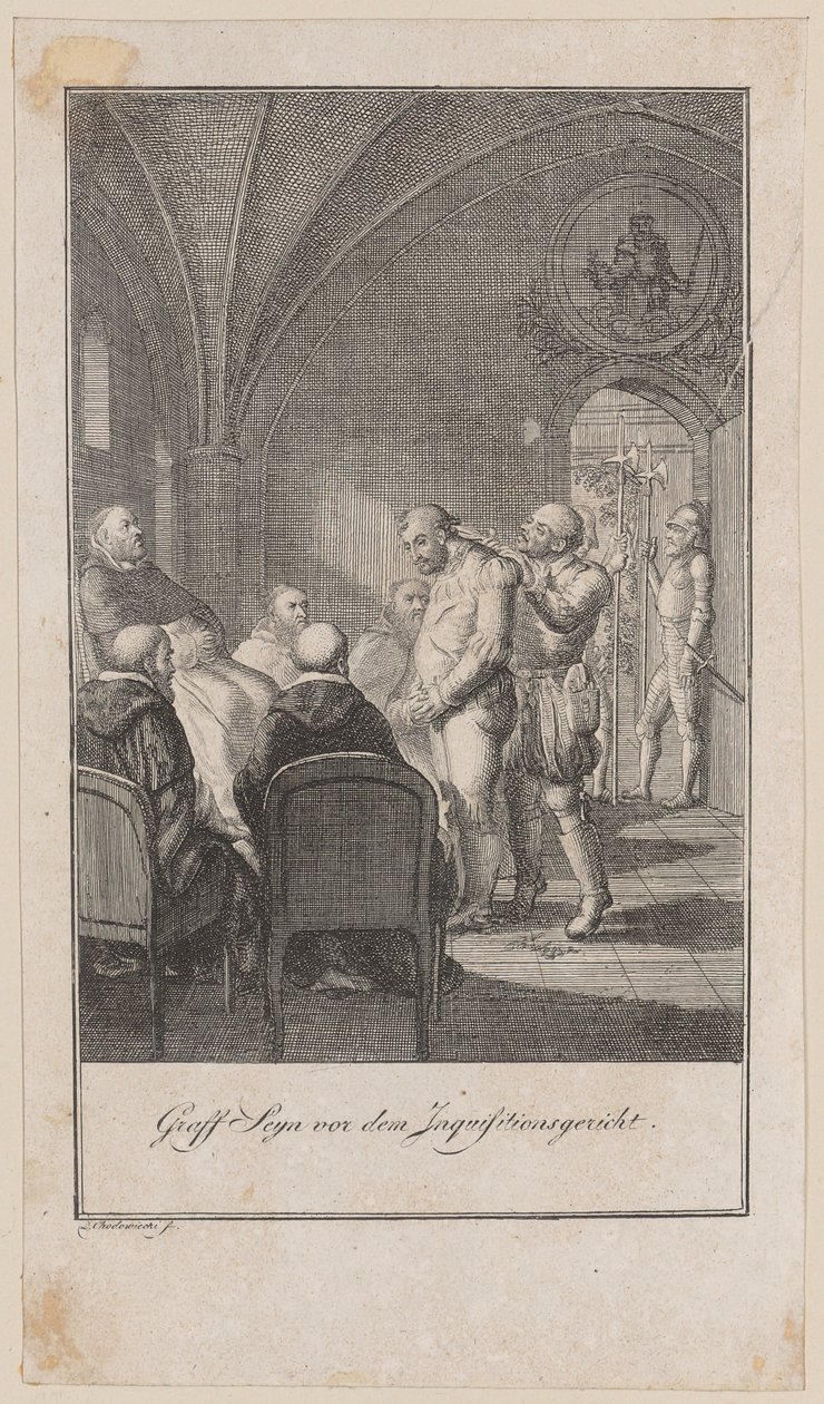 Count Sayn before the Inquisition Court by Daniel Nikolaus Chodowiecki