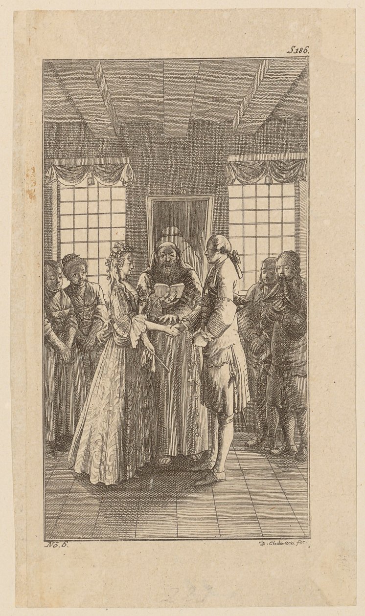 Marriage to Miss Melmoth, Plate 6 from "Life, Remarks, and Opinions of Johann Bunkel" by Daniel Nikolaus Chodowiecki