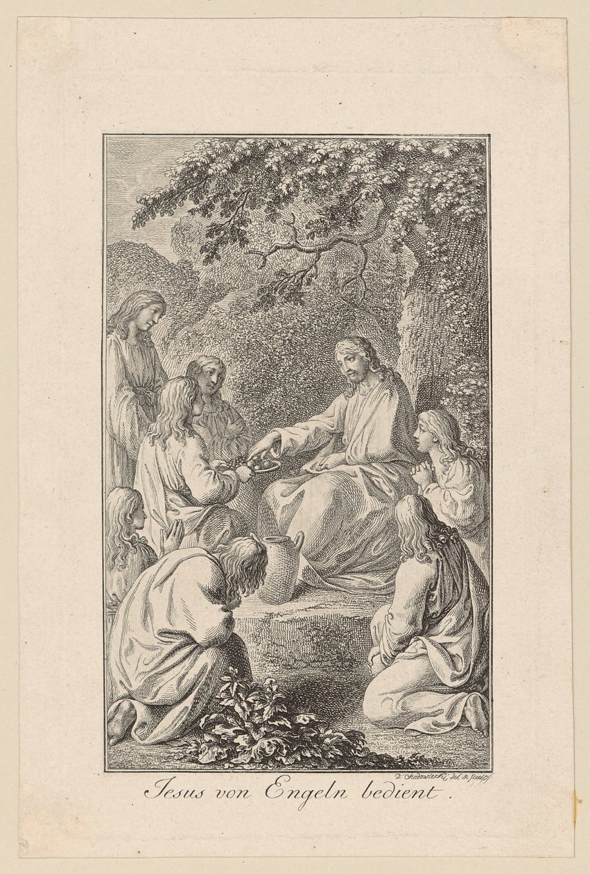 Jesus Served by Angels by Daniel Nikolaus Chodowiecki