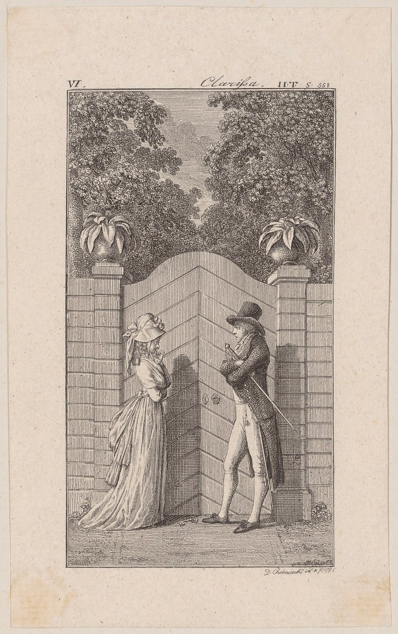 Lovelace Persuades Clarisse to Her Abduction by Daniel Nikolaus Chodowiecki