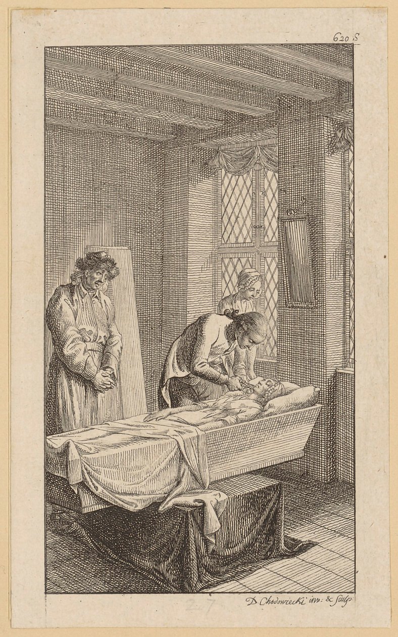 Minchen in the Coffin by Daniel Nikolaus Chodowiecki
