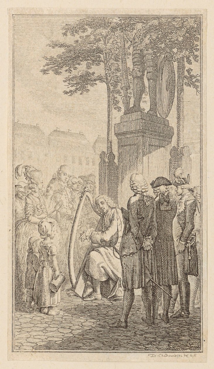 Minnesinger, Plate 1 from the first edition of "Poems by Gottfried August Bürger" by Daniel Nikolaus Chodowiecki