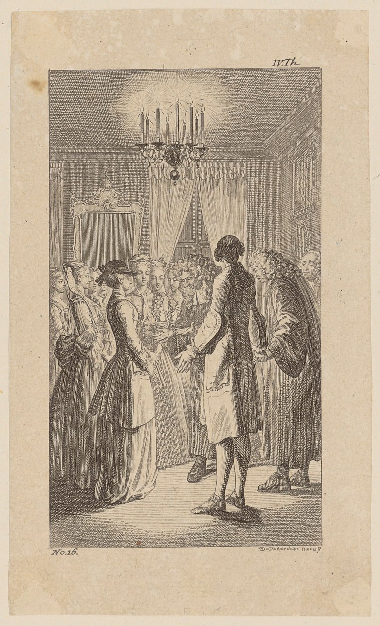 Miss West in the Room of Comus, Agrees to the Marriage Settlement, Plate 16 from 