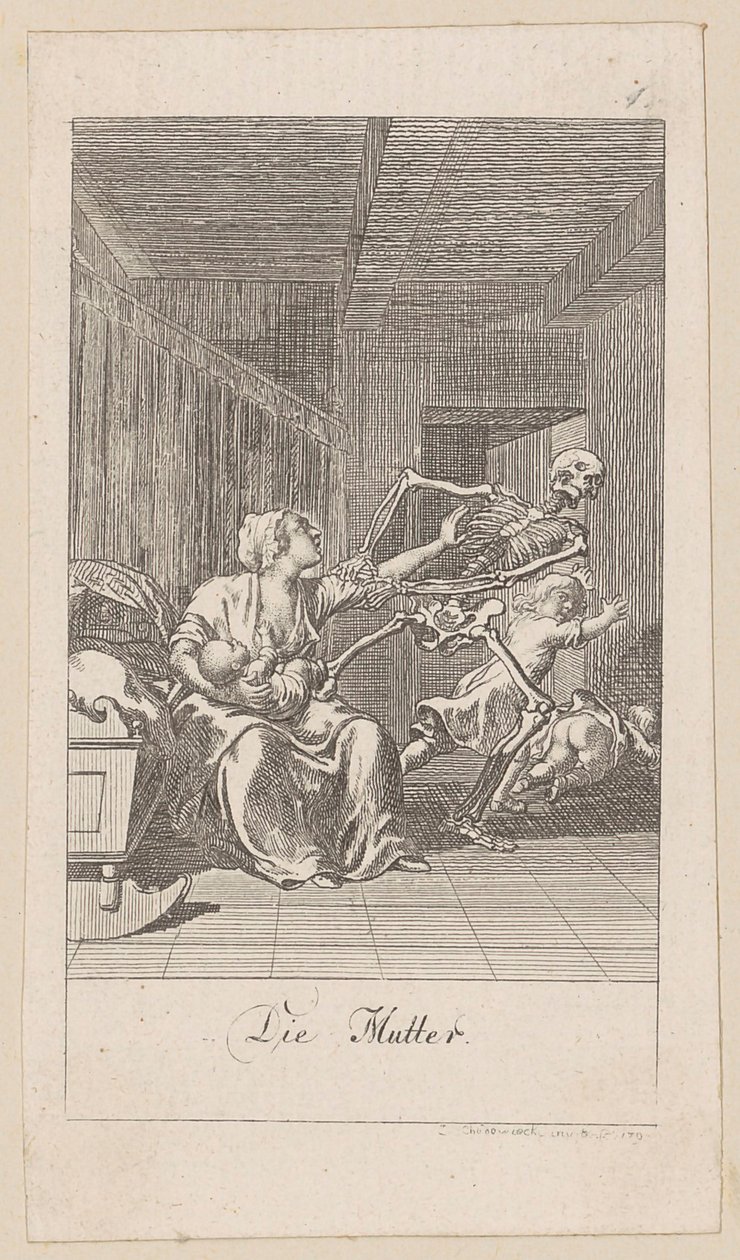 Mother, sheet 1 of the series “The Dance of Death” by Daniel Nikolaus Chodowiecki