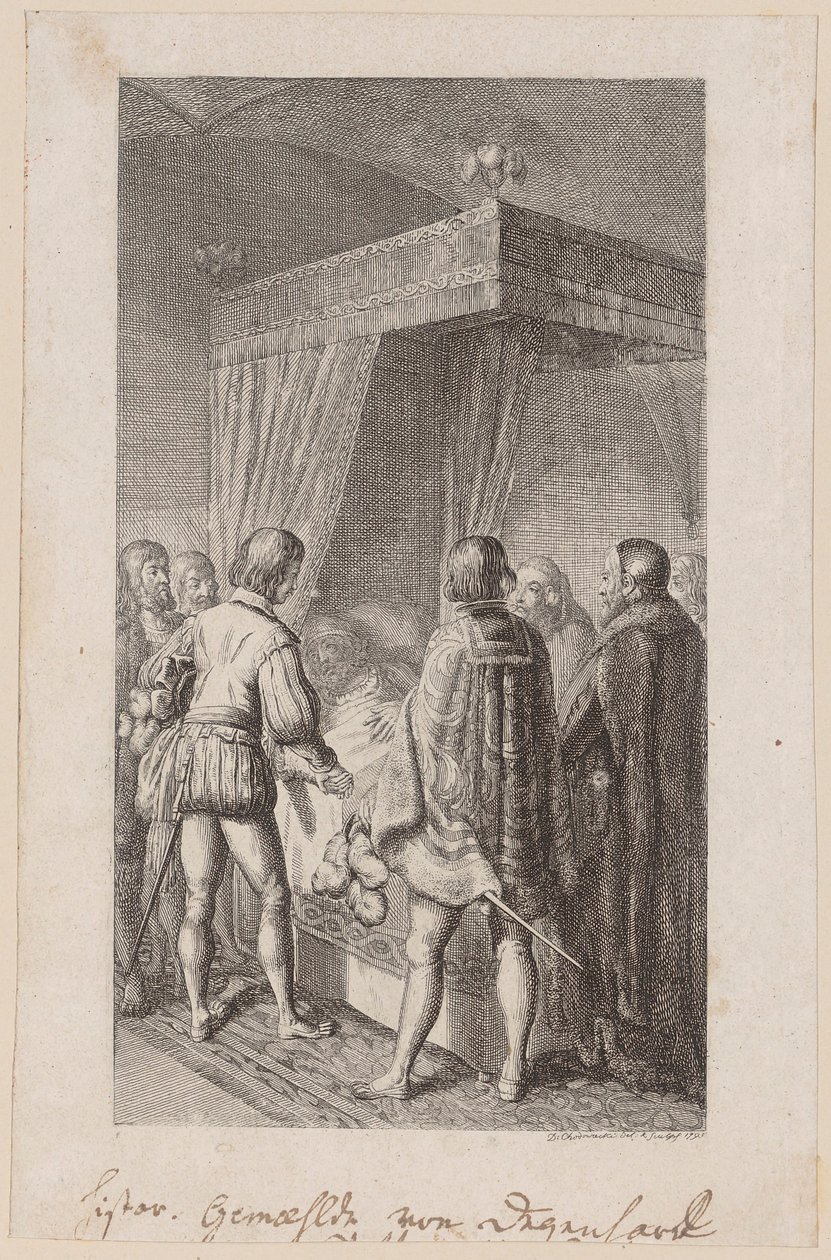 Otto the Illustrious on His Deathbed Makes His Son Heinrich Promise Never to Aspire to the German Crown by Daniel Nikolaus Chodowiecki